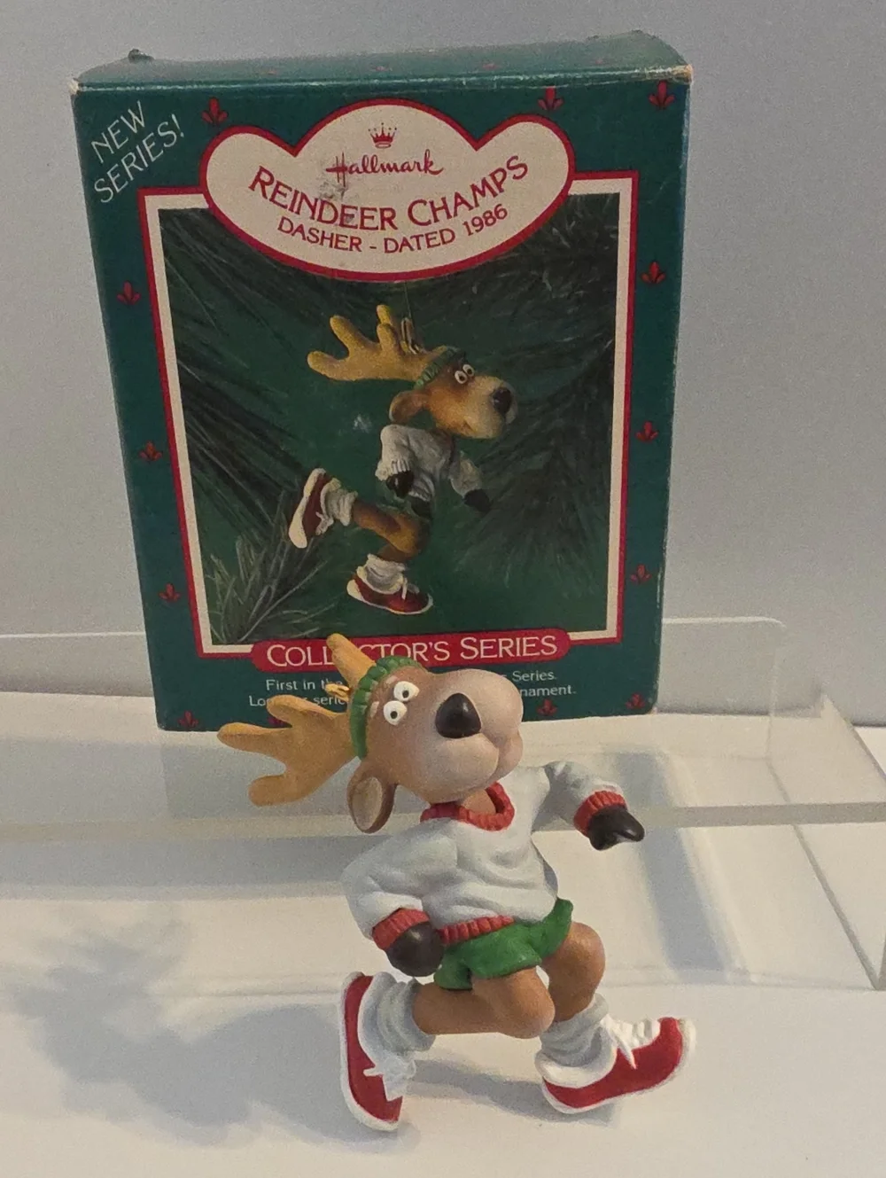 Vintage 1986 Hallmark Keepsake Reindeer Champs Dasher Christmas Ornament